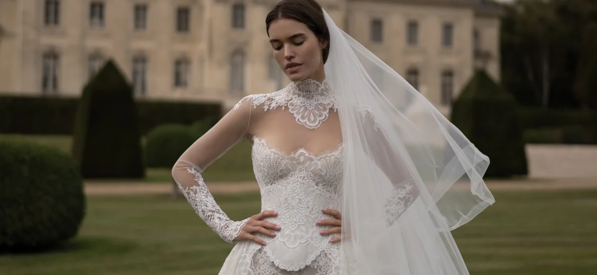Lee Petra Grebenau convertible corseted gown — signature bridal corsetry