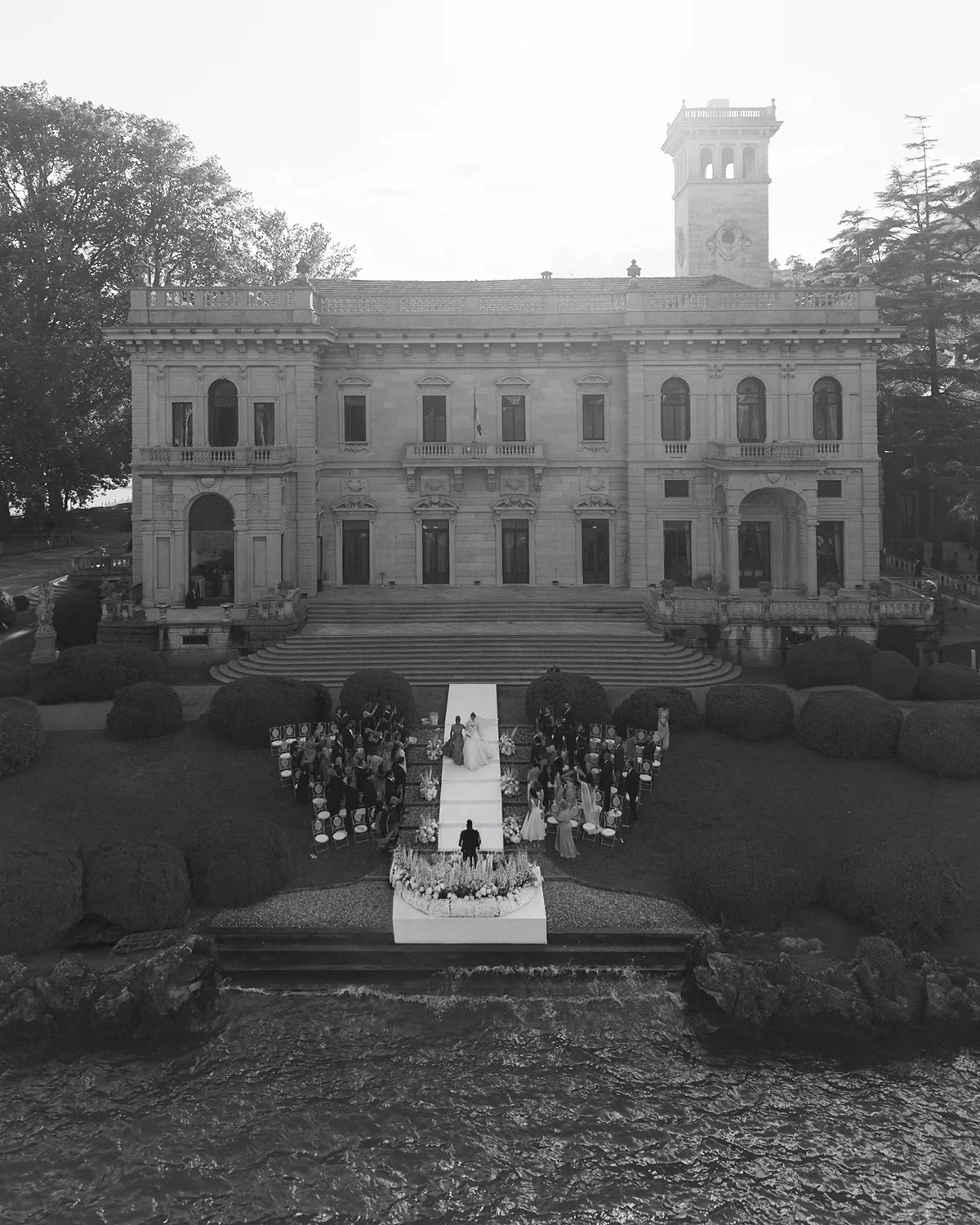 Villa Erba on Lake Como set for the ceremony — Mahlagha and Armin's Lee Petra Grebenau wedding