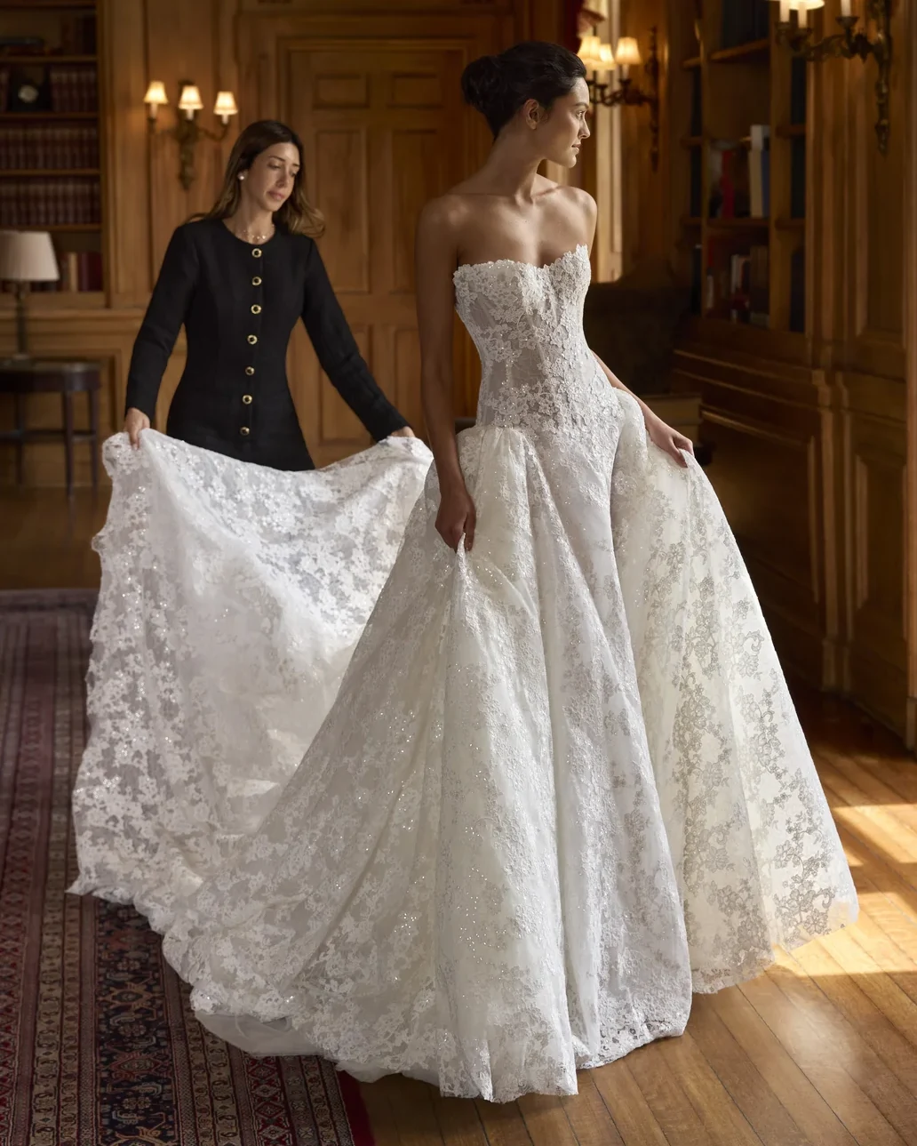 Lee Petra Grebenau Talisman gown with the corset jacket lifted away — transformed silhouette