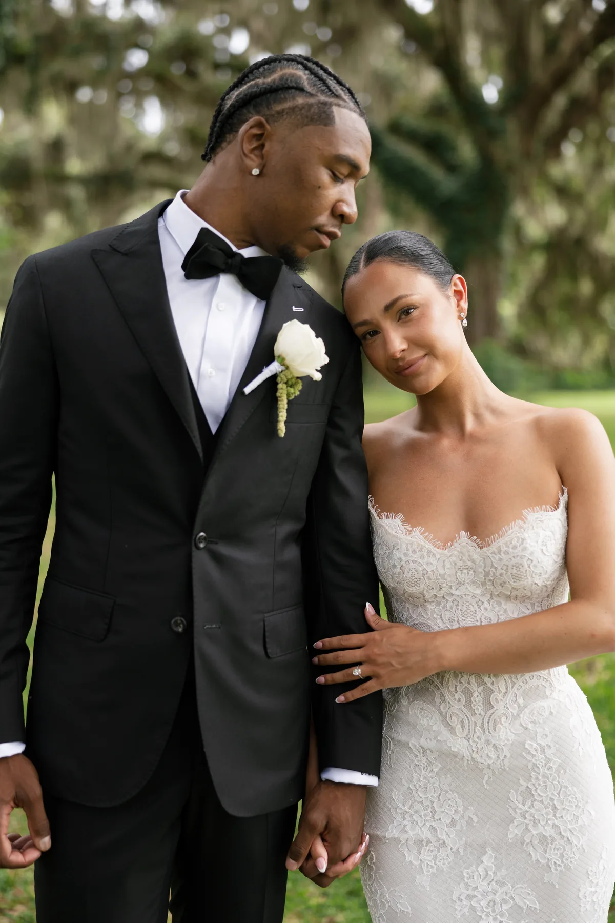 Madison and Jaylin beneath the live oaks, Madison in the Tosca gown by Lee Petra Grebenau